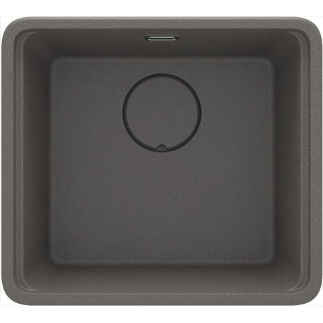 Évier de cuisine encastrable en granit avec 1 cuve de 50 x 45 cm, couleur anthracite métallisé - Mira