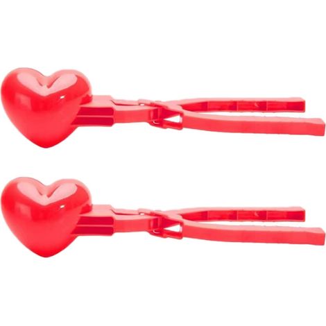 Lot de 2 moules à boules de neige rouges en forme de cœur pour l'hiver, outils de modelage du sable et de la neige pour l'extérieur - Idéaux pour les jeux d'hiver en plein air, les bacs à sable et les (1/5)