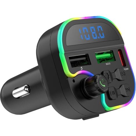 Adattatore per caricabatteria da auto con trasmettitore FM. Trasmettitore FM a 2 porte per auto: lettore MP3, trasmettitore FM USB, caricabatterie compatibile con la maggior parte di auto, camion e SU (1/4)