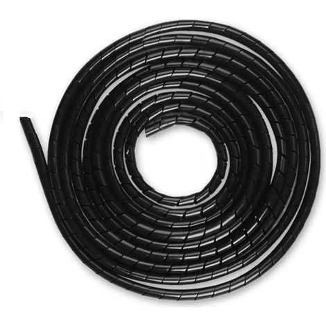 Lot de 2 enrouleurs de câbles spiralés, organisateur de câbles flexible, protection anti-nœuds pour la maison et le bureau, noir (1/5)