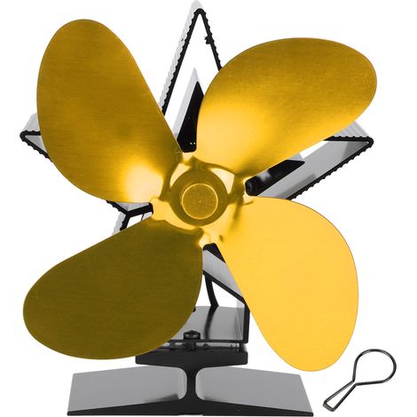 4-Blatt-Wärmeventilator für Holzöfen zur Wärmeverteilung – Gold-Zubehör (1/5)