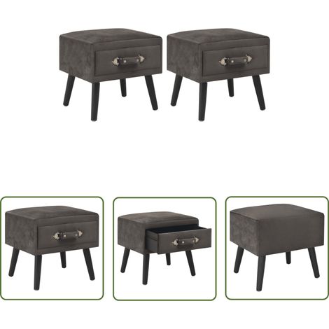 The Living Store Tables de chevet 2 pcs Gris 40x35x40 cm Velours - Table De Chevet - Meubles De Chambre - Table Nuit - Mobilier Moderne - Meuble En Velours (1/5)