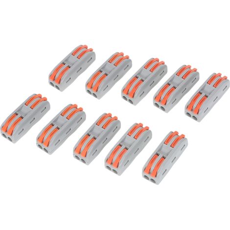 Packung mit 10 kompakten, hebelbetätigten Drahtverbindern mit Schnellanschlussklemmen für universelle Steckverbindungen von Leiterkabeln