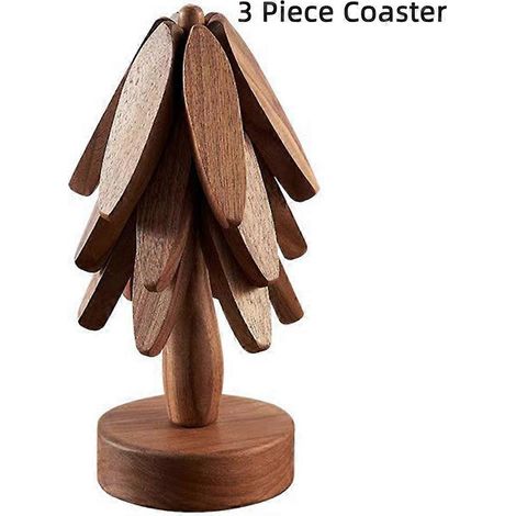 Dessous de plat en bois en forme d'arbre, lavable, indéchirable, décoratif, pour table à manger (1/5)