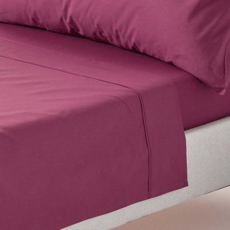 HOMESCAPES Plum Egyptian Cotton Flat Sheet 200 Thread Count, Double - Plum