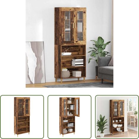 Buffet bois verre - Haut Armoire Bois Ancien 69,5 x 34 x 180 cm (1/5)