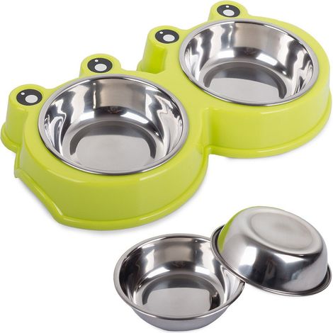 Bol d'alimentation double pour chat chiens metallique 0.175l x 2 (1/5)