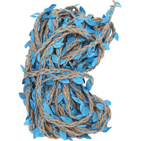 Guirlande tressée de 10 mètres en ruban de feuilles artificielles, corde de chanvre, accessoires de bricolage pour bouquets (bleu) (1/5)