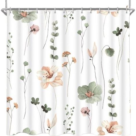 Duschvorhang – Schimmelresistenter Duschvorhang – Antibakteriell – Badezimmervorhang – Gemüse- und Blumenmuster – Waschbar – Mit 12 Ringen – Für Bad und Badewanne (1/5)