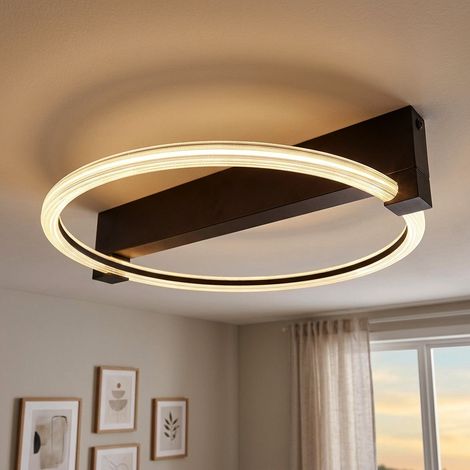 LED Deckenlampe Deckenleuchte Wohnzimmerlampe matt Schwarz Metall L 41,4 cm (1/5)