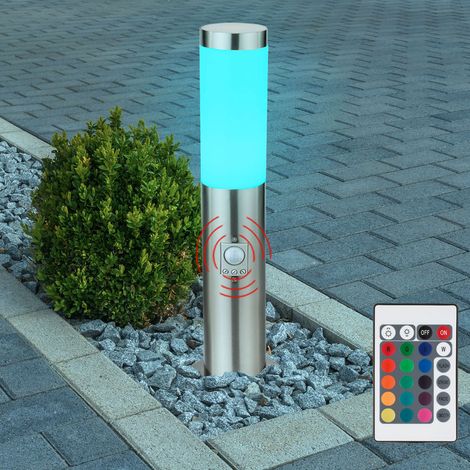 Lampada da terra dimmerabile con telecomando luce da giardino segnapasso LED luce da esterno con rilevatore di movimento, cambio colore RGB, 8,5W 806lm bianco caldo, PxH 12,7x45 cm