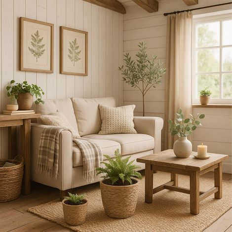 Set di 3 vasi rotondi per piante - design rustico in canna