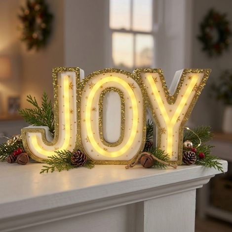 Glittering LED Joy Christmas Light Sign (1/2)