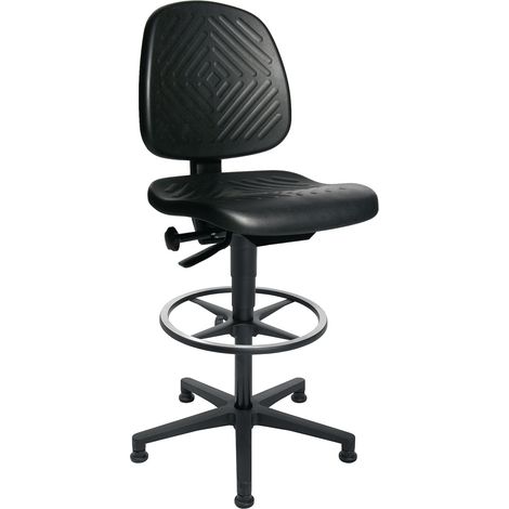 TEC 40 Sedia da officina girevole da banco, pattini a terra + poggiapiedi in gommapiuma