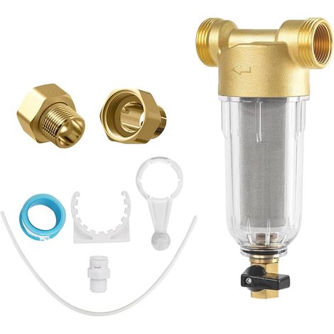 Filtre fin réutilisable - Filtre à sédiments - Filtre à eau - Préfiltre à sédiments - Filtre à sédiments pour tuyau d'eau de puits (1" (1/5)