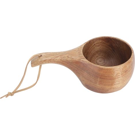 Kaffeebecher aus Holz, 220 ml, umweltfreundlich, tragbar, wärmeisolierend, mit komfortablem Griff für den Heimgebrauch, mit dünnem Henkel (1/5)