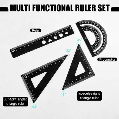 Ensemble de Règles échelle pour Architectes en Métal 4 Pièces Kit de Dessin Technique,Outils de Géométrie pour (1/5)