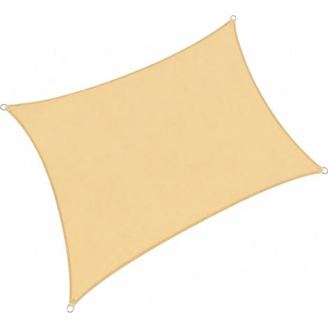 Voile d'ombrage 3x4m couleur sable, imperméable et résistante aux UV, avec corde, pour terrasse de jardin (1/4)