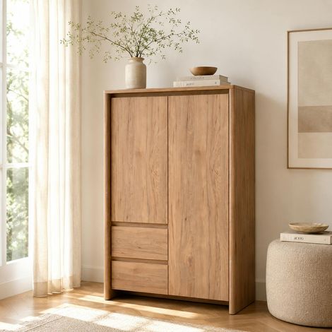 Buffet haut effet bois 2 portes 2 tiroirs ALVA (1/5)