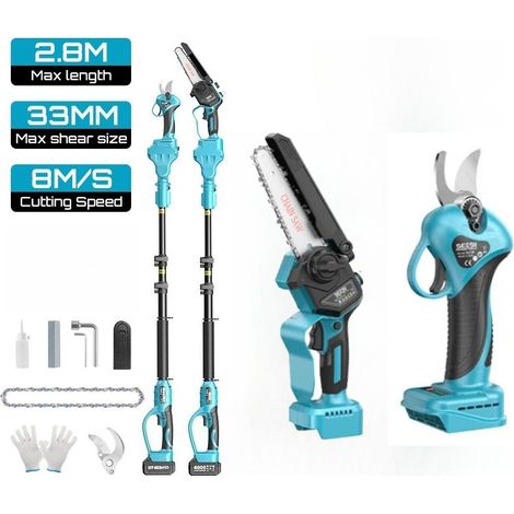 3-in-1 Bürstenlose Teleskopstange Hohe Astschere Elektrische Kettensäge Garten Beschneiden Werkzeuge Für Makita 18V Batterie Pin, Ohne Akku