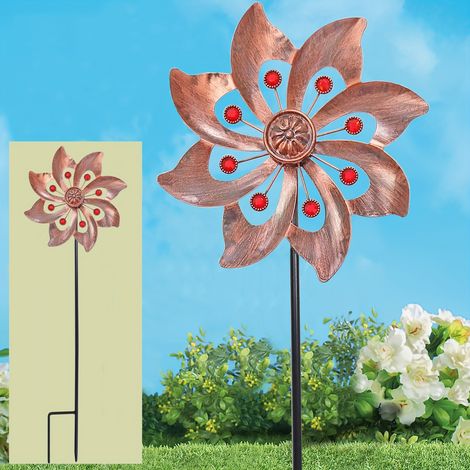 Moulin à vent en métal, accessoire de jardin/cour extérieure, idéal pour les patios et les jardins. (1/5)
