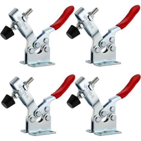 Juego de 4 abrazaderas de palanca, abrazadera de palanca horizontal GH-201-B, abrazadera de liberación rápida, capacidad de carga de 90 kg (198 lb), abrazadera de palanca horizontal, abrazadera de pal