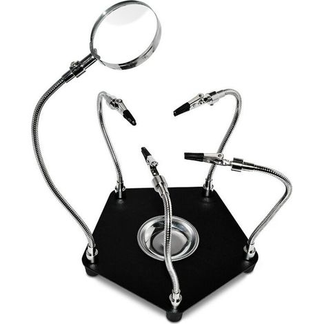 Troisieme Main Soudure 3eme avec Loupe 4 Bras Flexibles et Pinces Crocodiles Troisième Support pour Réparation Modélisme Circuit Imprimé Artisanat Bijoux (1/4)