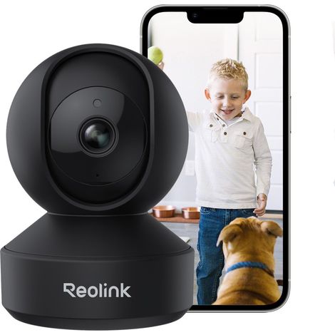Reolink Caméra de Surveillance WiFi 2K 4MP, Pan&Tilt pour bébé, Audio Bidirectionnel, Détection de Mouvement, Vision Nocturne IR, E1 Pro Noir
