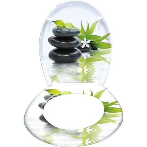 1 siège de toilette universel, effet pierre, résine d'urée, fermeture douce, adaptation ergonomique, salle de bain moderne (1/4)