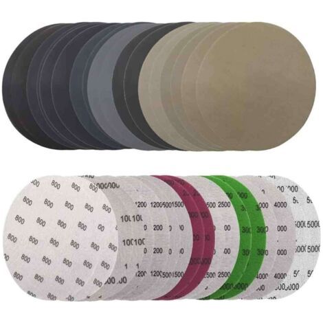 Lot de 36 Papier de Verre 125mm,Rond Disques de Ponçage, Disque Abrasif 125mm,Disques Abrasif de Ponçage Humide et Sec 800/1000/1200/1500/2000/2500/3000/4000/5000 Pour Disque Rond Poncage 125mm (1/5)