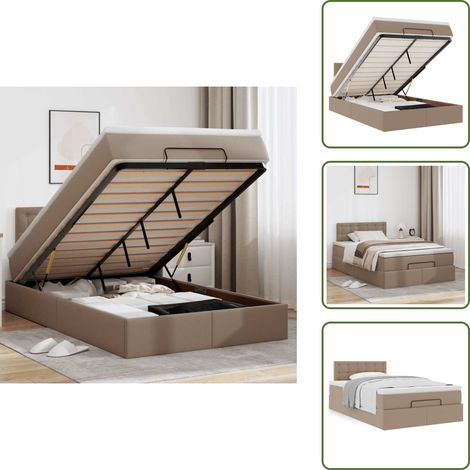 Cadre de lit ottoman et matelas cappuccino 120x200cm similicuir - Cadre De Lit Ottoman - Cadres De Lit Ottoman - Cadre De Lit - Cadre De Lit Avec Rangement (1/5)