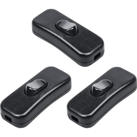3 Pièces Ligne Cordon Interrupteur 2A 250V Interrupteur à Touche Basculante pour Lampe Inline, Câble D'éclairage à 2 ou 3 Fils, avec Allumé/éteint à Bascule (1/5)