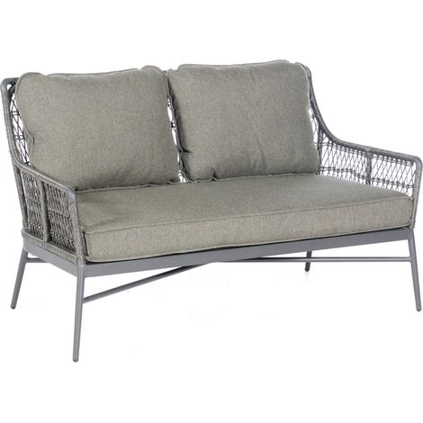 Sonnenpartner Retro Loungesofa Gartensofa Aluminium mit PE-Bespannung light coal (1/5)