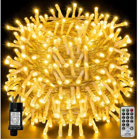 FENOPLASTICAGuirlande lumineuse étanche – Décoration de Noël, de salon, de fête – Blanc chaud – [À piles] 10 m 80 lumières (clignotantes) (1/3)