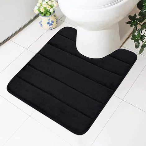 Memory foam bathroom mat, non-slip, soft, and absorbent, suitable for toilets and bathrooms, black, 50 x 60 cm.