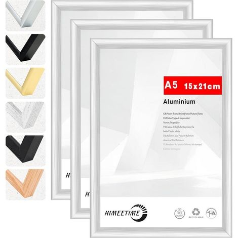 3x Bilderrahmen DIN A5 14,8x21 cm Silber Metall Rahmen für Dokumente & Poster (1/5)