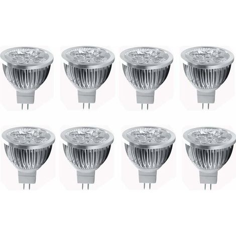 Ampoule LED MR16 4W 12V Spot LED 4W, adapté aux éclairages paysagers, culot MR16 GU5.3, 12V, 4W (équivalent halogène 35W), blanc chaud 3000K, 8 packs (1/4)