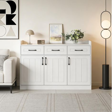 Aparador mueble salón 3 cajones 3 puertas blanco OKMYHOME (1/5)