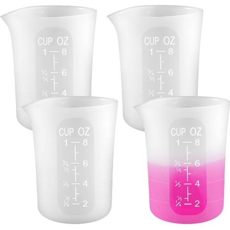 4 Pièces Tasses à Mesurer en Silicone 250ml, Verre Doseur ML Réutilisables (1/5)