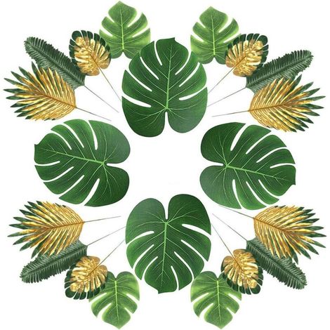 Plantes artificielles 66 Morceaux 6 Feuilles Palmier Artificiel,Fausses Feuilles,Tiges et Feuilles,Simulation Plantes Tropicales,FêTe Hawa ThèMe Plage Jungle,FêTe Table,Fausses DéCorations