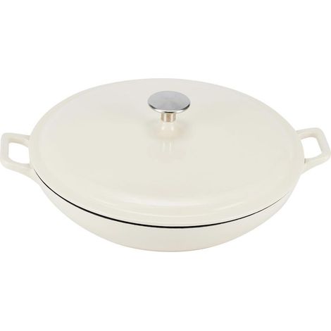 Sauteuse en fonte Ronde émaillée avec couvercle, 3.1 L,Blanc (1/5)