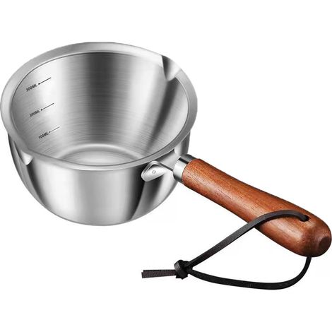 Calentador de mantequilla, calentador de leche de acero inoxidable, mini olla para fundir con doble boquilla, apto para cocinar en la estufa (300 ml).