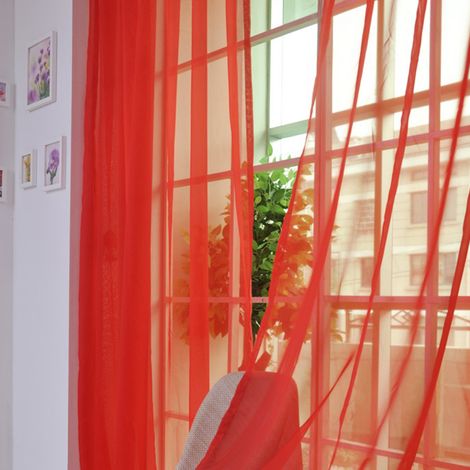 Cortinas de voile transparente, paneles de cortina lisos con ojales, en malla transparente, decoración moderna para dormitorio, sala de estar y puerta. (1/3)