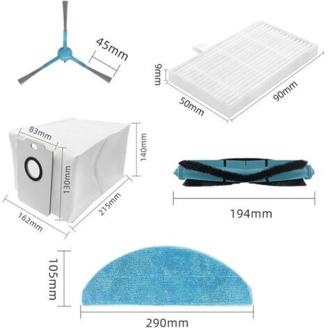 Accessoires pour aspirateur robot Conga 7490 Immortal Home X-Treme/8290 Immortal Ultra Power Home Genesis/X-Treme 1 brosse principale, 4 filtres, 6 brosses latérales, 4 serpillières, 6 sacs (1/3)