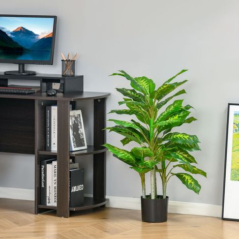Pianta di calathea artificiale, alta 95 cm, in vaso di cemento - per interni