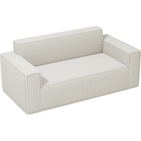 2-Sitzer-Sofa aus Cord-Samt in Off-White 178 x 86 x 70 cm ohne Montage (1/5)