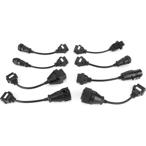 Lot de 8 rallonges OBD2 pour camion, câbles de diagnostic auto, ensemble complet noir, 12V (1/5)