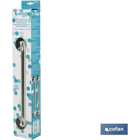 Barra di supporto per bagno dritta 50xØ6x2,5 cm realizzata in acciaio inossidabile color cromo