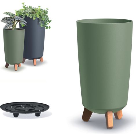 Maceta con patas GRACIA TUBUS SLIM DGTL200 Verde tierra