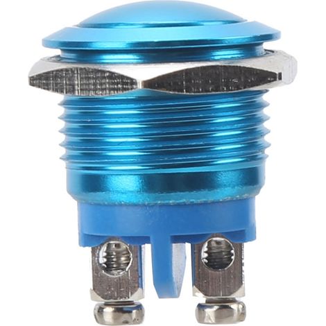 Interrupteur à bouton-poussoir métallique à bille, entièrement oxydé, à réarmement automatique, vis de réglage, commande au pied, 16 mm, 220 V (bleu)